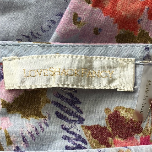 LOVESHACKFANCY Eaton Floral Blue Puff Sleeve Mini Dress Size S - Picture 4 of 14